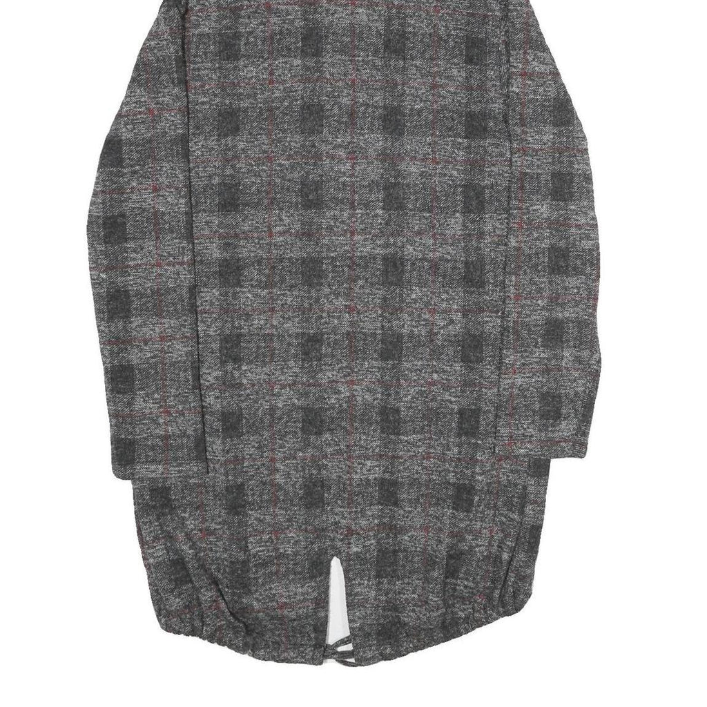 TODAY Womens Grey & Red Checked Hooded Jacket M Polyester Blend Casual Outerwear