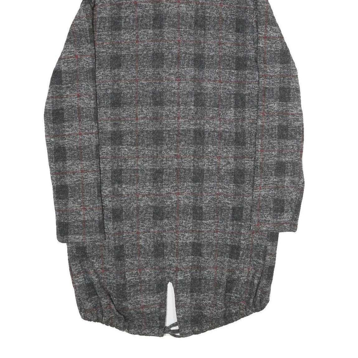 TODAY Womens Grey & Red Checked Hooded Jacket M Polyester Blend Casual Outerwear