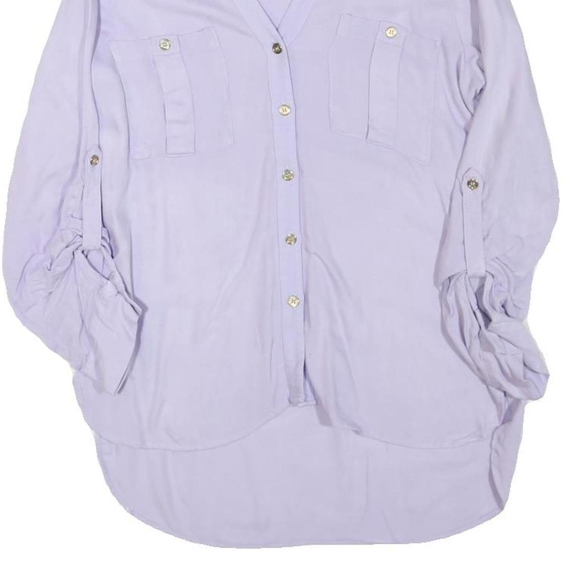 ZARA Womens Lilac Basic Top Long Sleeve V-Neck Button Front S Casual Stylish