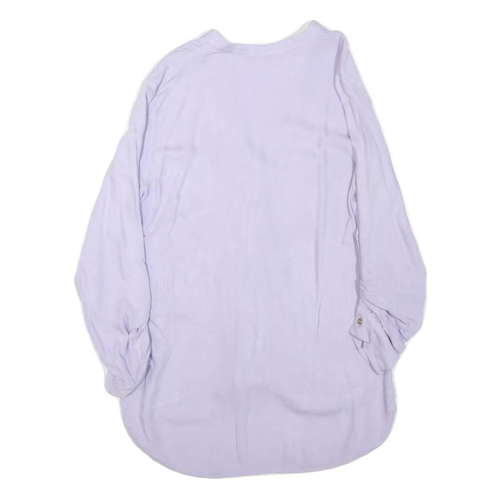 ZARA Womens Lilac Basic Top Long Sleeve V-Neck Button Front S Casual Stylish