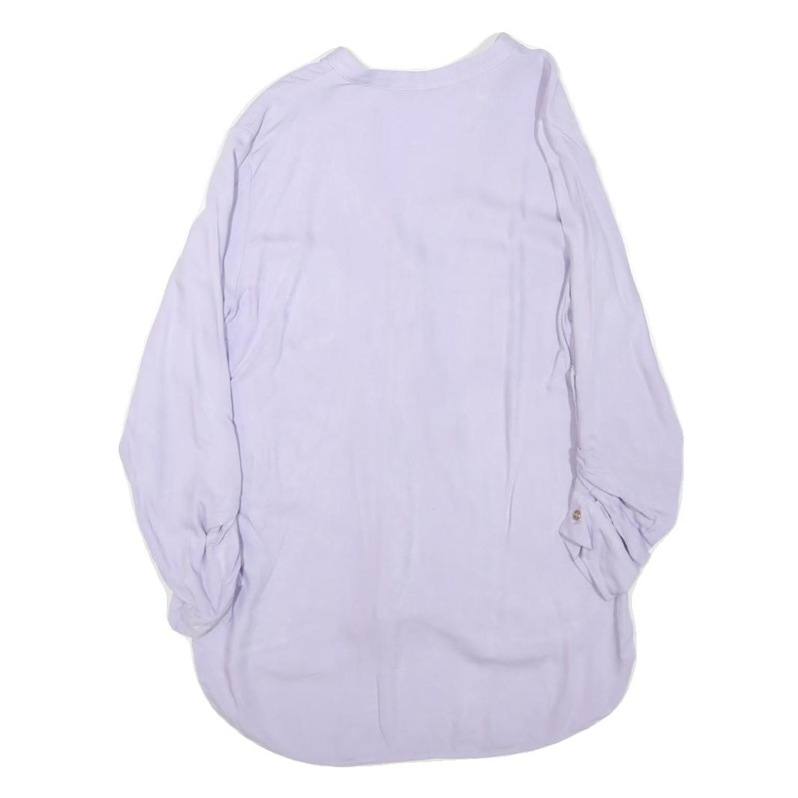 ZARA Womens Lilac Basic Top Long Sleeve V-Neck Button Front S Casual Stylish