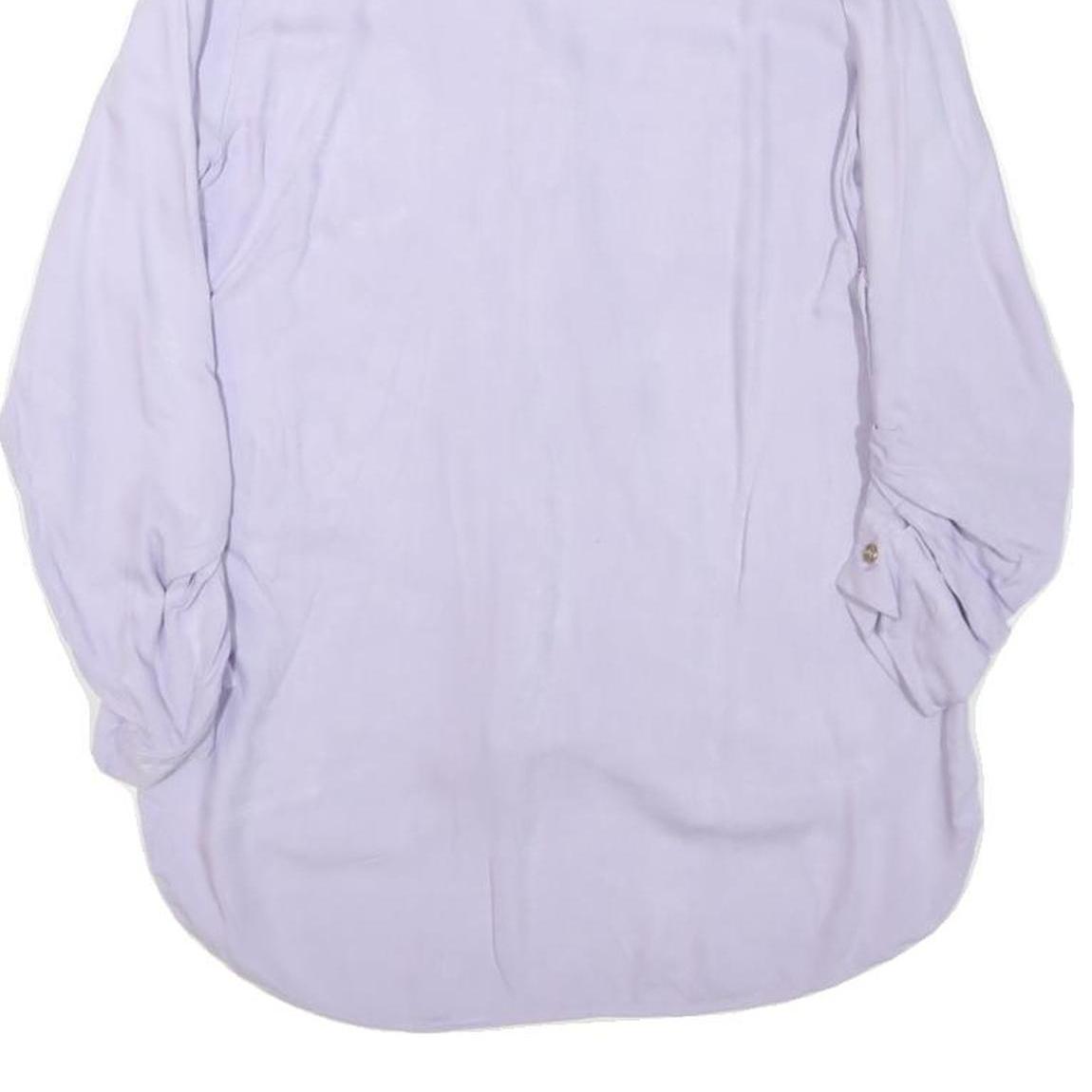 ZARA Womens Lilac Basic Top Long Sleeve V-Neck Button Front S Casual Stylish