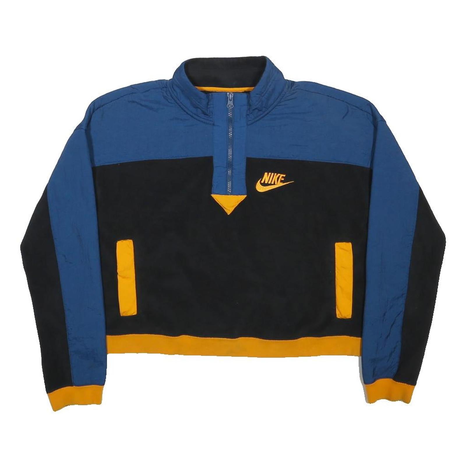 NIKE Womens Blue & Black Sportswear Colourblock Pullover Jumper M