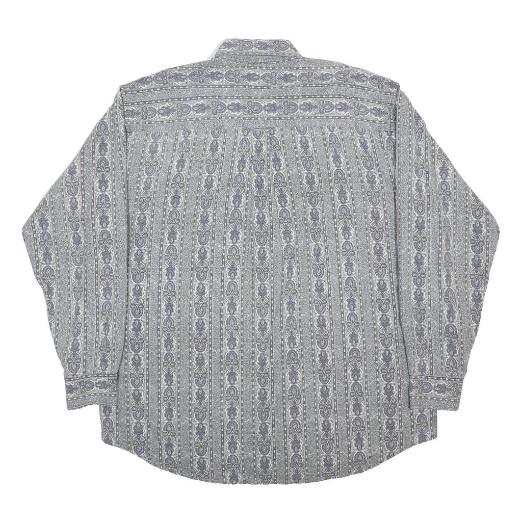 WOOLRICH Mens Blue Grey Paisley Pattern Shirt XL Long Sleeve Button Cotton