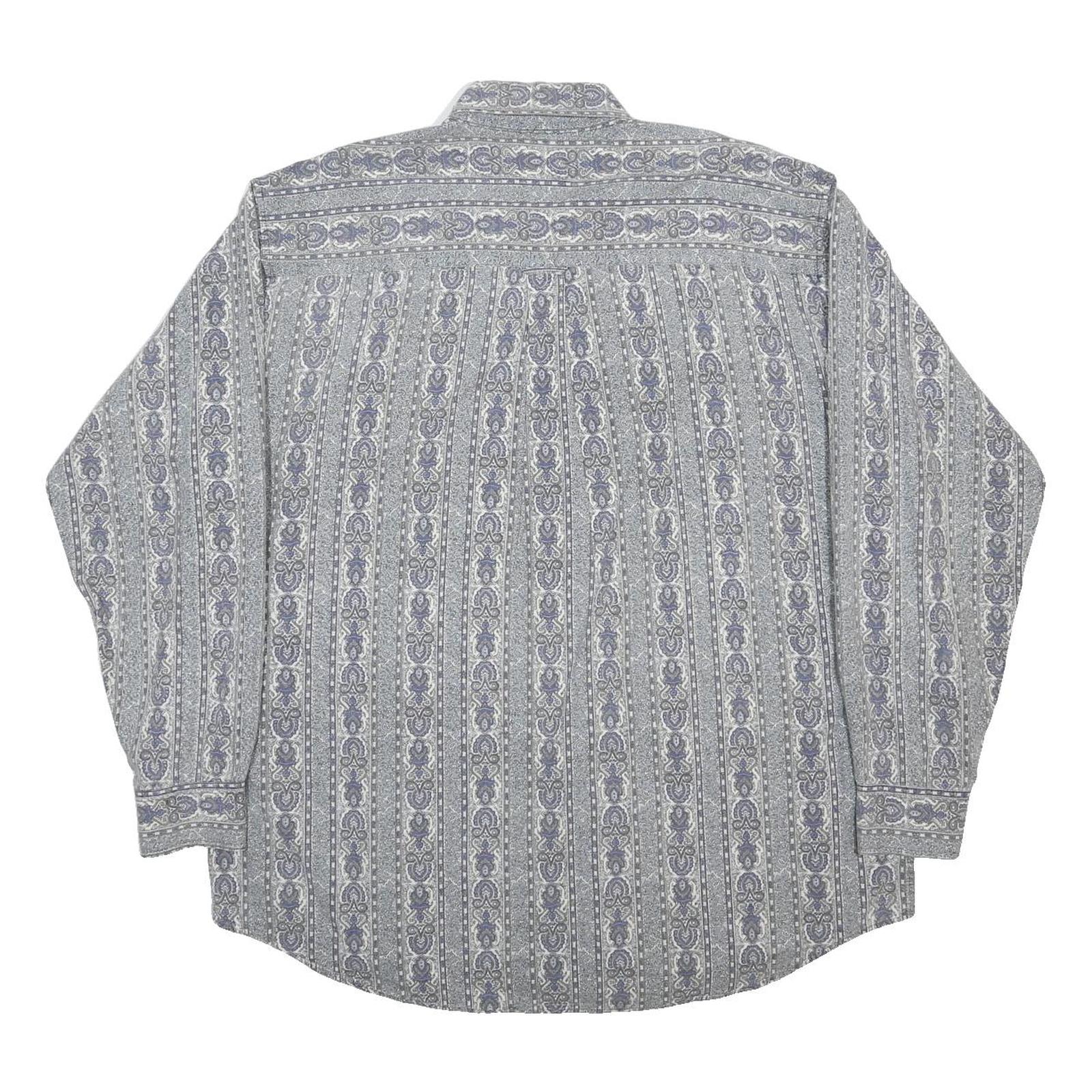WOOLRICH Mens Blue Grey Paisley Pattern Shirt XL Long Sleeve Button Cotton