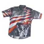NORTH RIVER Mens Red & Blue Graphic Cotton Shirt M Patriotic Statue of Liberty