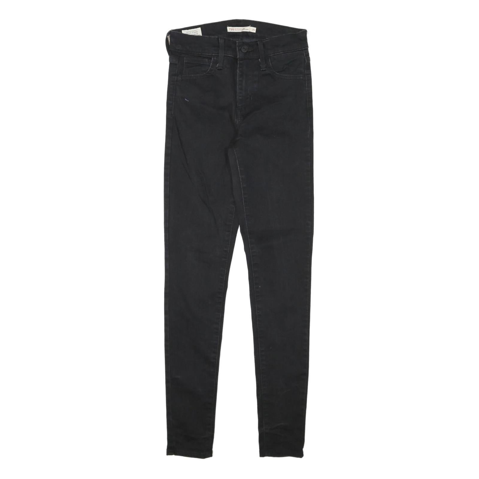 LEVI'S Womens Jeans Black Slim Skinny Denim W25 L29 720 Zip Cotton Blend