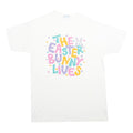 PEACOCK Mens White The Easter Bunny Lives Cotton T-Shirt L Short Sleeve Crew