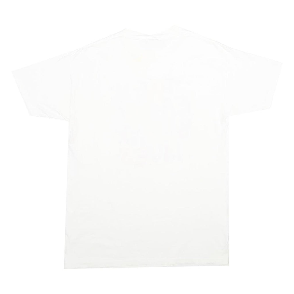 PEACOCK Mens White The Easter Bunny Lives Cotton T-Shirt L Short Sleeve Crew