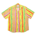 JAMS WORLD Mens Yellow Orange Green Striped Shirt L Casual Summer Button Shirt