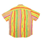 JAMS WORLD Mens Yellow Orange Green Striped Shirt L Casual Summer Button Shirt