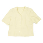 Short Sleeved Womens Blazer Coat Yellow L