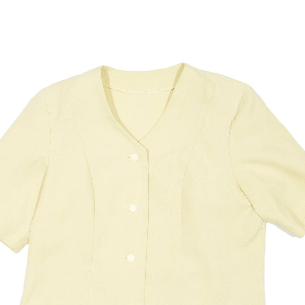 Short Sleeved Womens Blazer Coat Yellow L