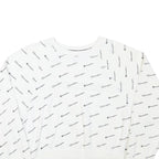 CHAMPION Womens White All Over Logo Crew Neck M Cotton Blend Sweatshirt