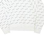 CHAMPION Womens White All Over Logo Crew Neck M Cotton Blend Sweatshirt