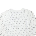 CHAMPION Womens White All Over Logo Crew Neck M Cotton Blend Sweatshirt
