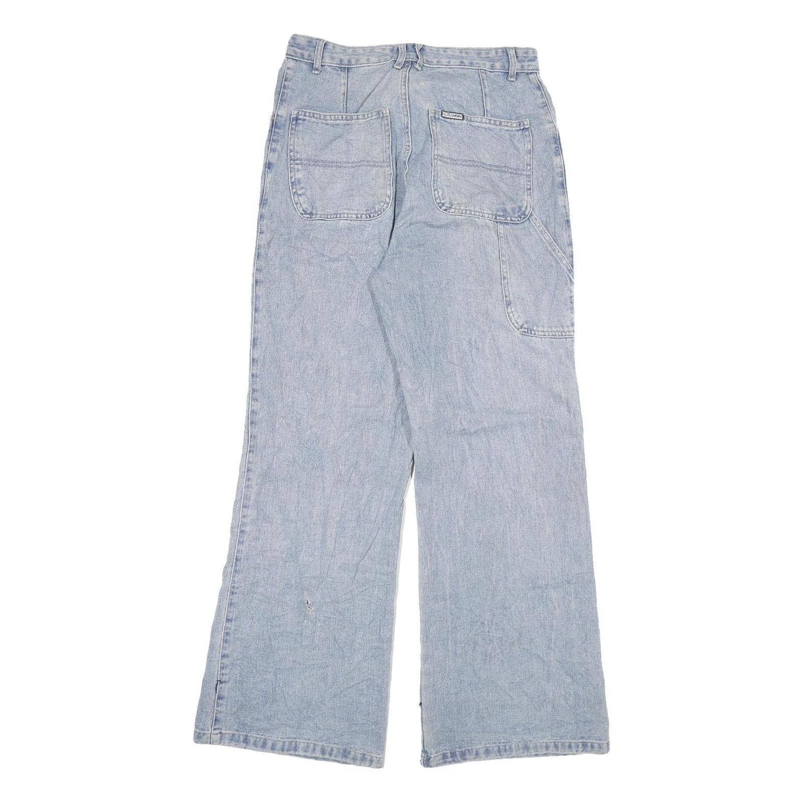 LIANGMA Womens Loose Light Blue Denim Jeans W28 L30 Casual Cotton Blend Zip