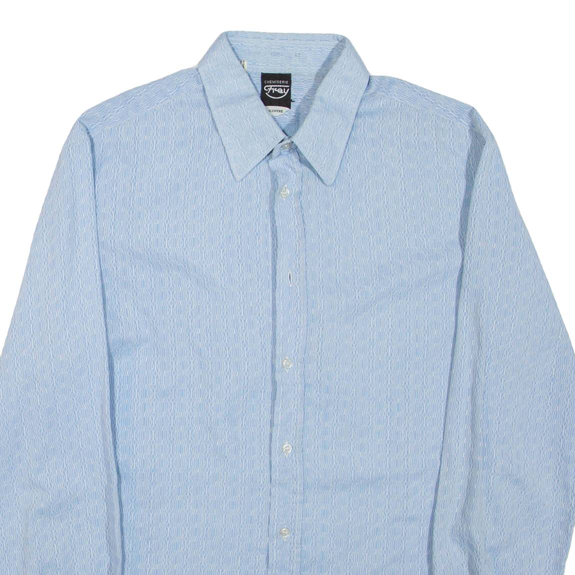 CHEMISERIE Mens Plain Shirt Blue Long Sleeve M