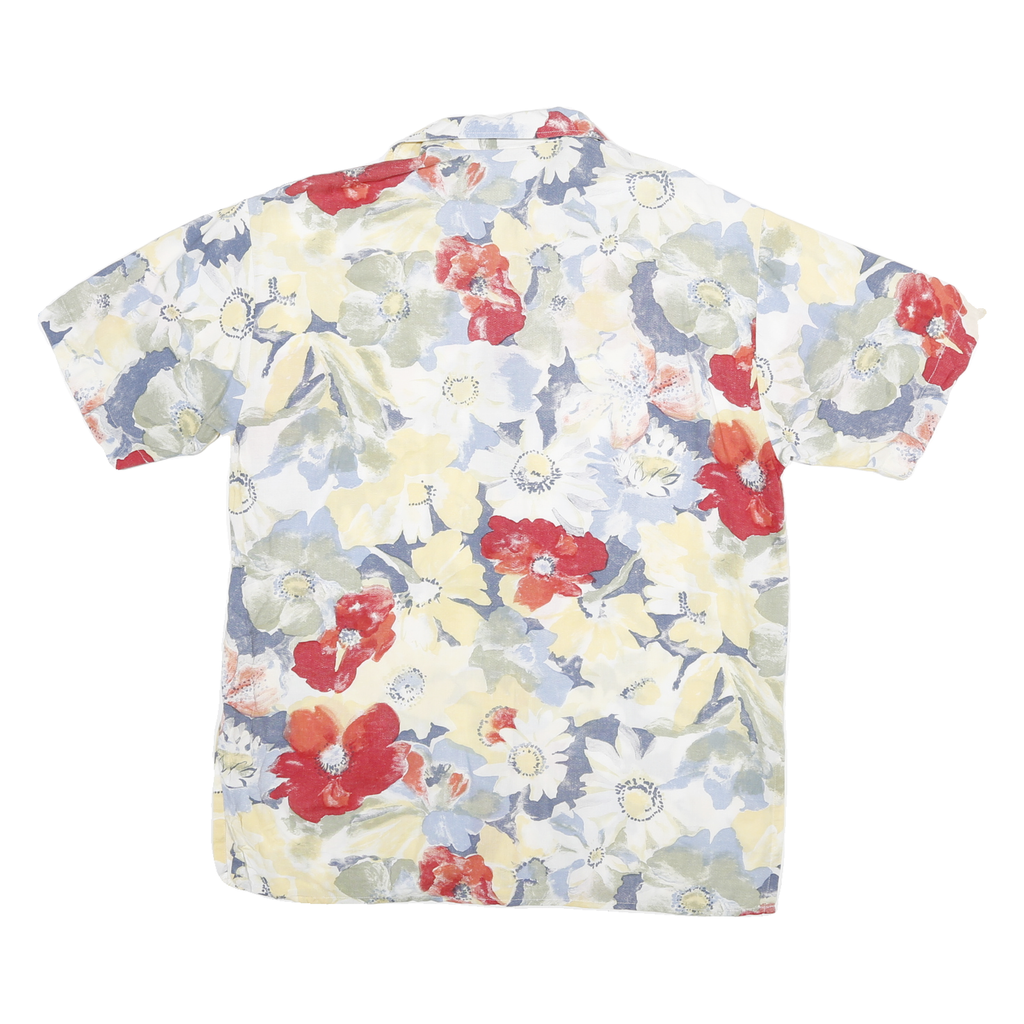 THE LEGEND Womens Yellow & Red Floral Cotton Blend Shirt L Summer Casual Button