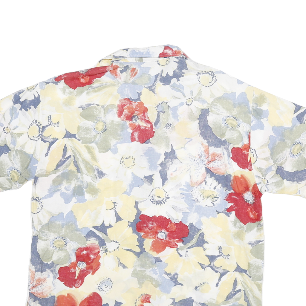 THE LEGEND Womens Yellow & Red Floral Cotton Blend Shirt L Summer Casual Button