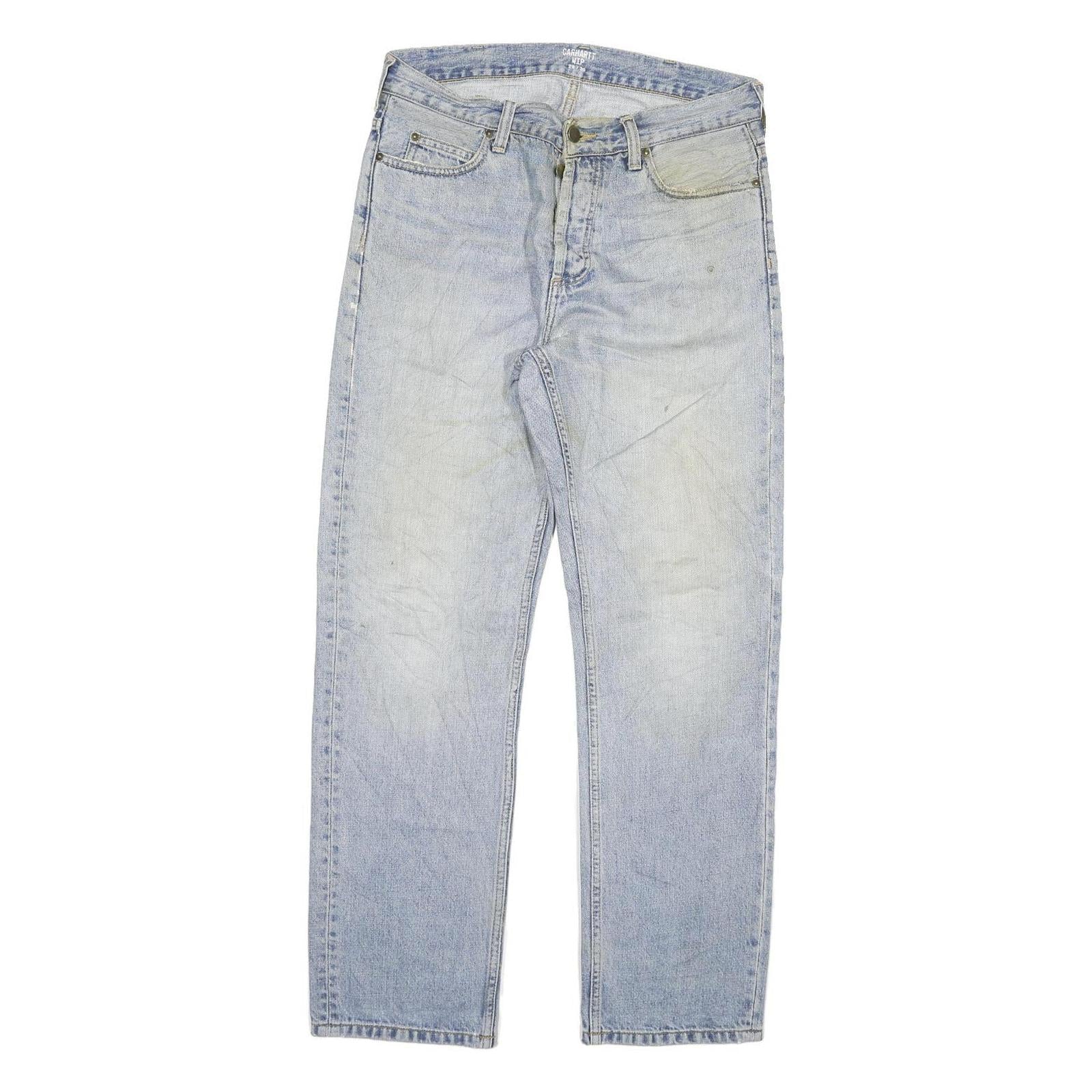 CARHARTT Mens Regular Fit Blue Denim Jeans W29 L30 Button Closure Classic Style