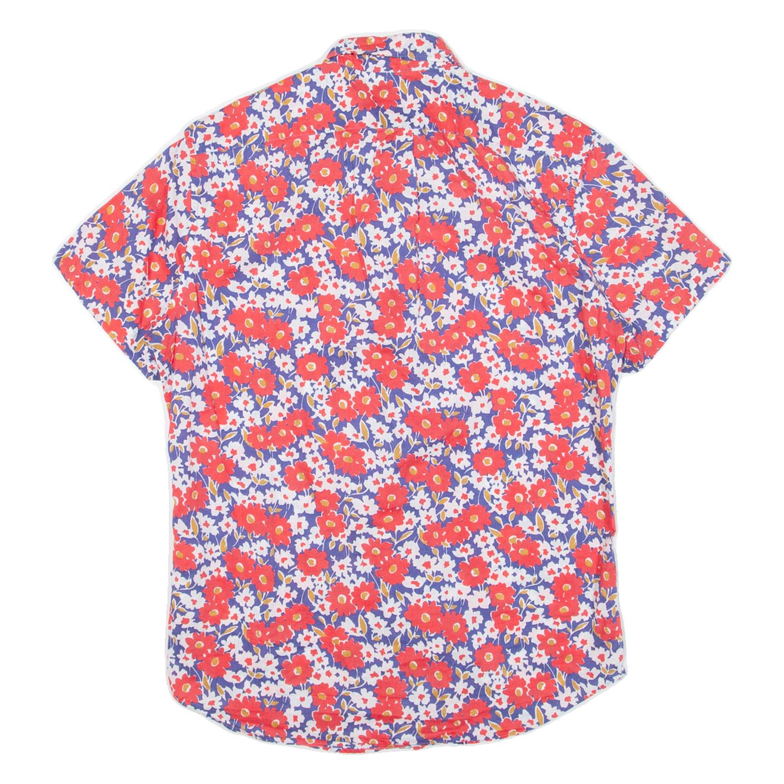 Slim Mens Shirt Red Floral S
