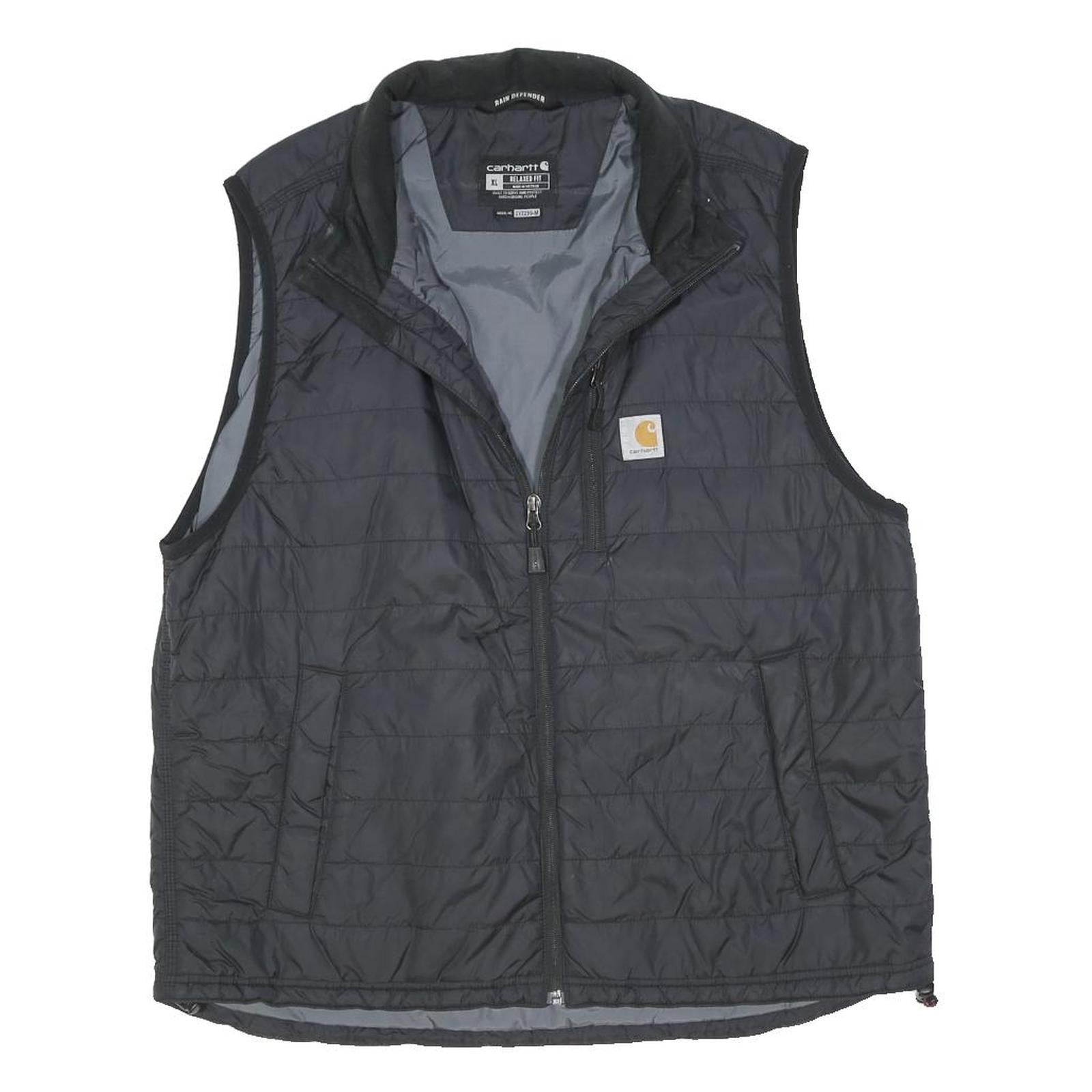 CARHARTT Mens Black Jacket XL Polyester Blend Quilted Zip Workwear Vest
