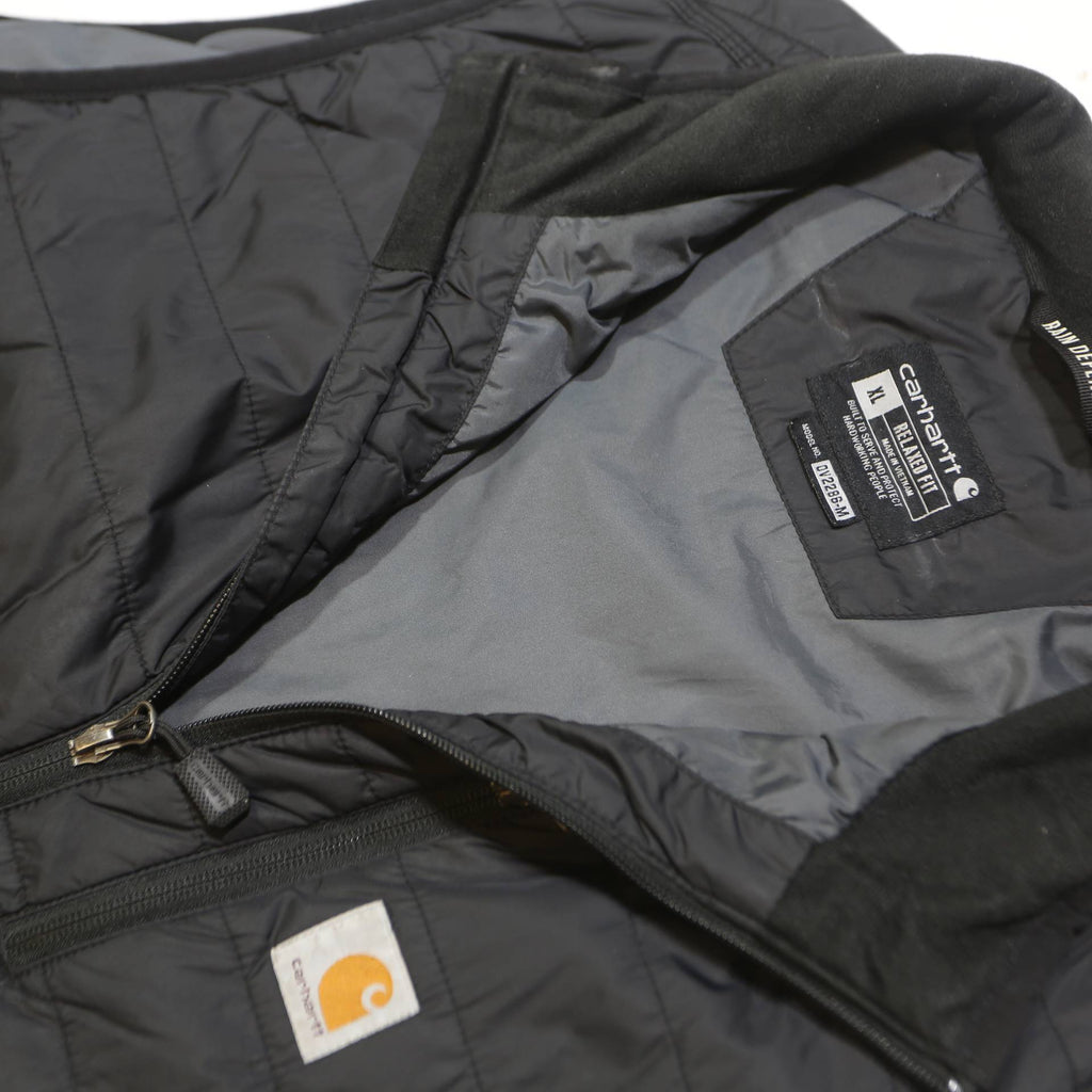 CARHARTT Mens Black Jacket XL Polyester Blend Quilted Zip Workwear Vest