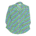LIANG YEOI Womens Green & Blue Printed Shirt Long Sleeve Collared M Polyester