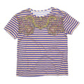 CARVEN Womens Yellow & Blue Graphic Stripe T-Shirt S Crew Neck Short Sleeve