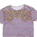 CARVEN Womens Yellow & Blue Graphic Stripe T-Shirt S Crew Neck Short Sleeve
