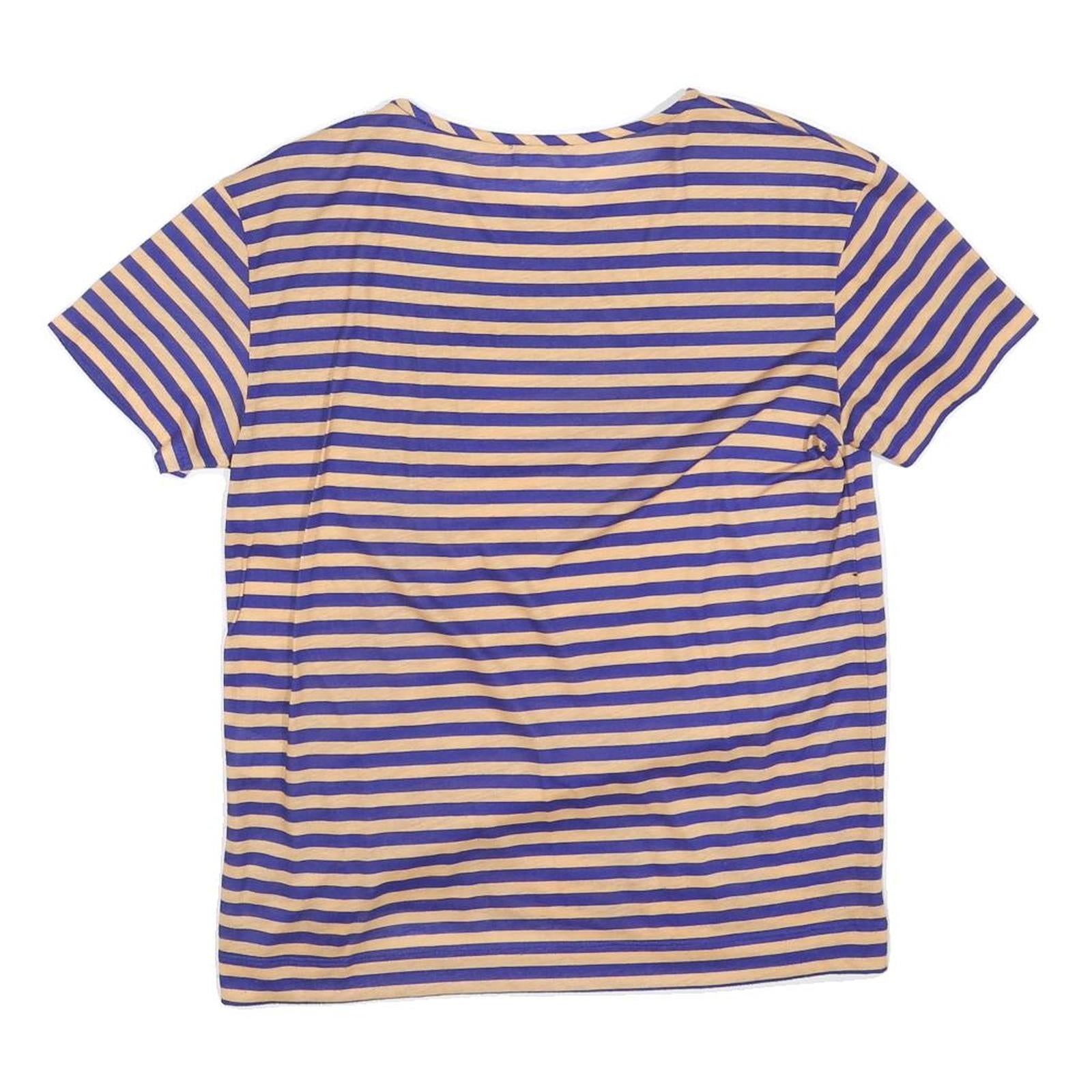 CARVEN Womens Yellow & Blue Graphic Stripe T-Shirt S Crew Neck Short Sleeve