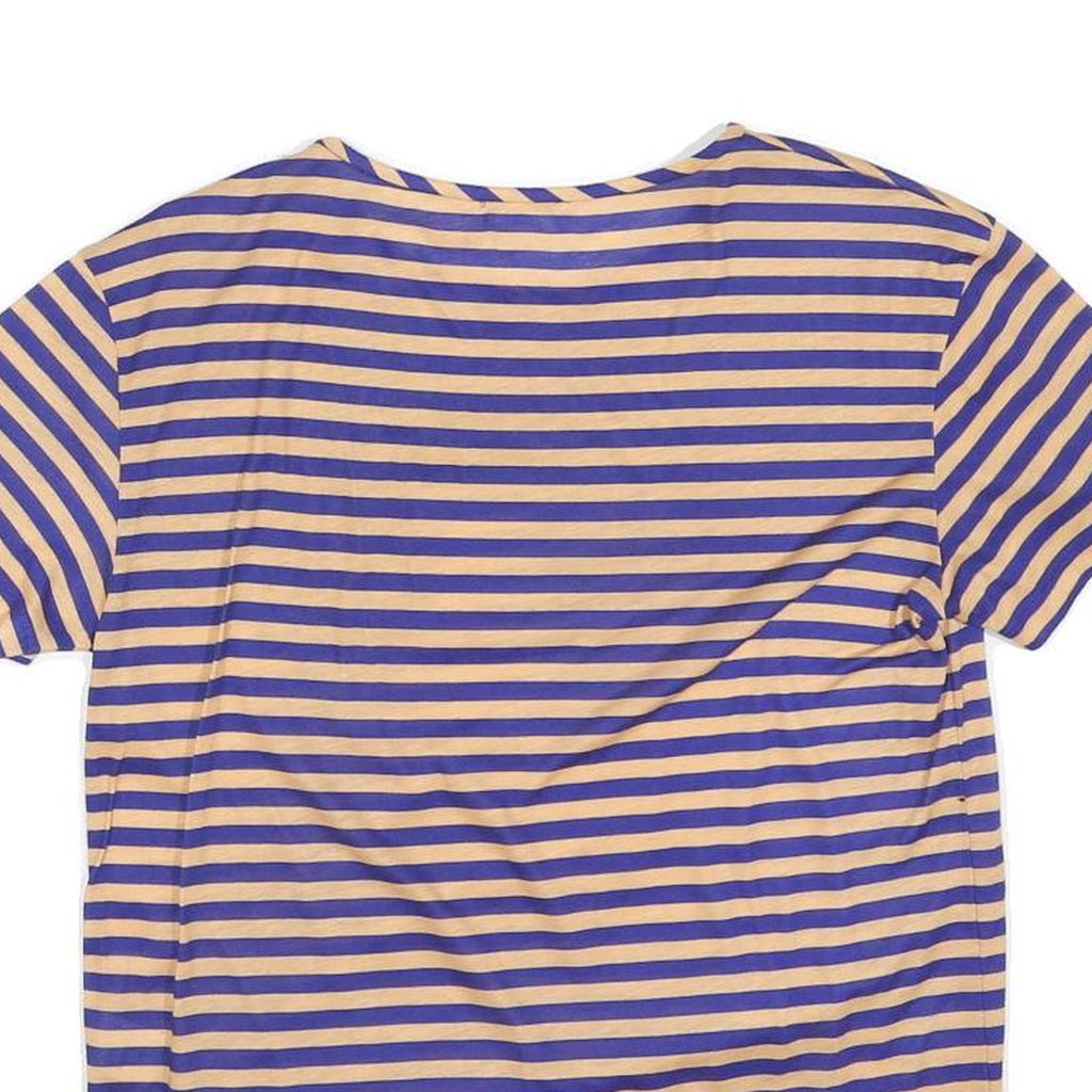 CARVEN Womens Yellow & Blue Graphic Stripe T-Shirt S Crew Neck Short Sleeve