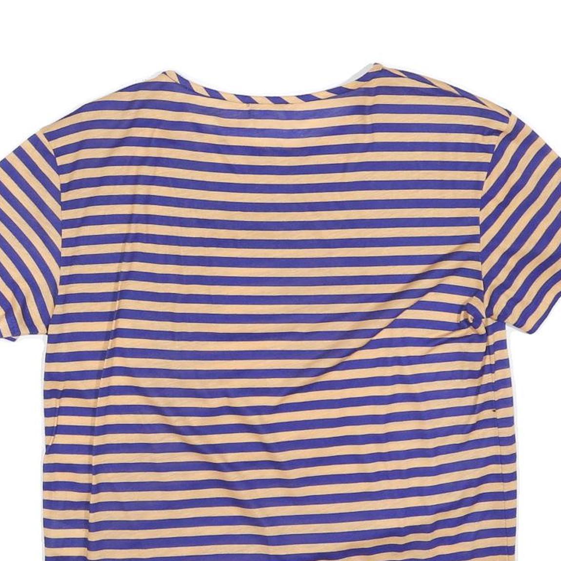 CARVEN Womens Yellow & Blue Graphic Stripe T-Shirt S Crew Neck Short Sleeve