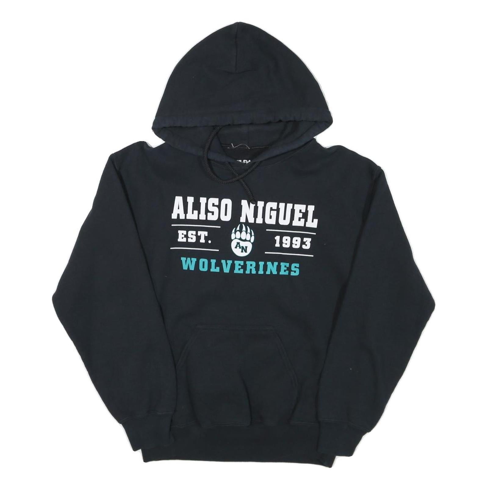 GILDAN Mens Black Aliso Niguel Wolverines Hoodie S Cotton Blend Pullover