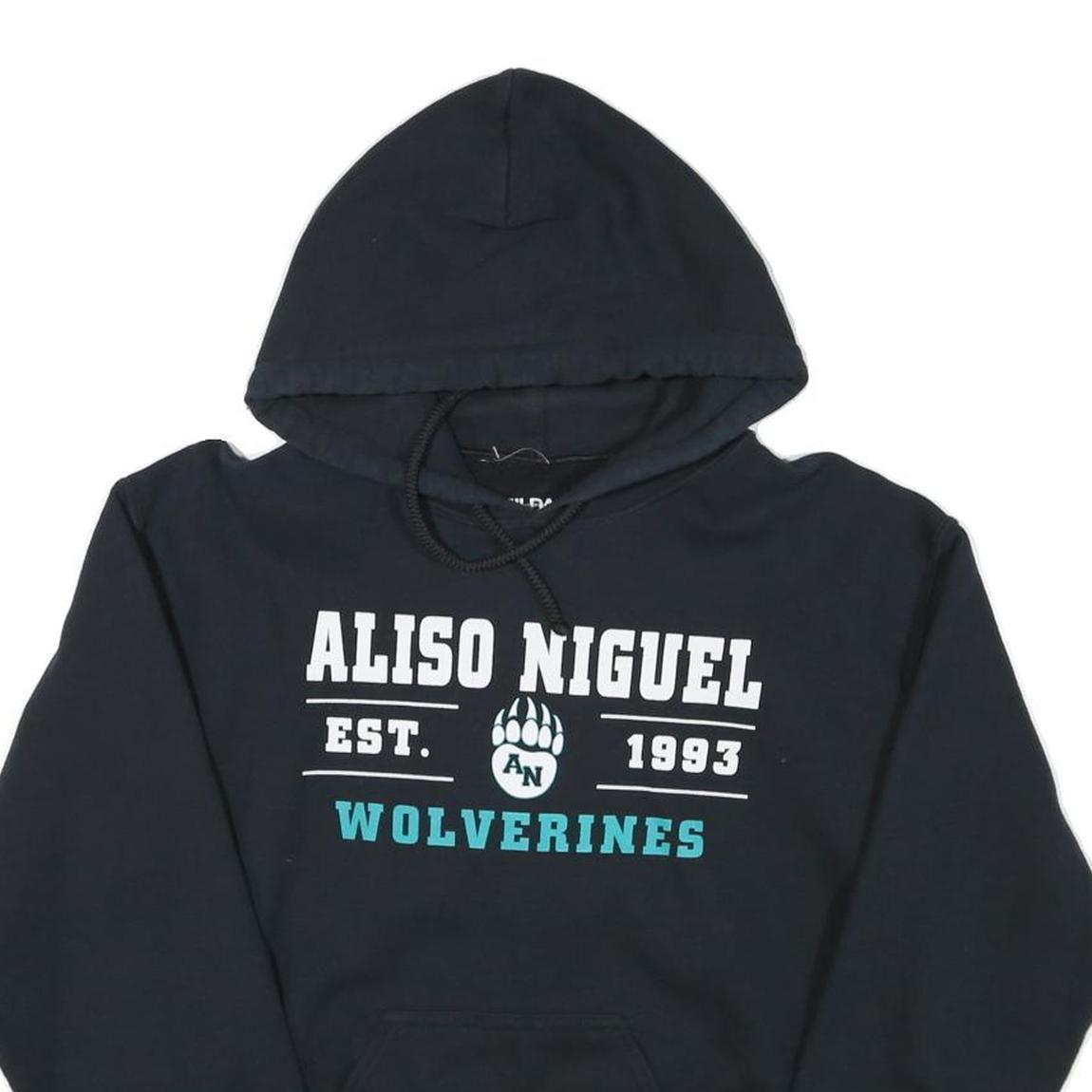GILDAN Mens Black Aliso Niguel Wolverines Hoodie S Cotton Blend Pullover