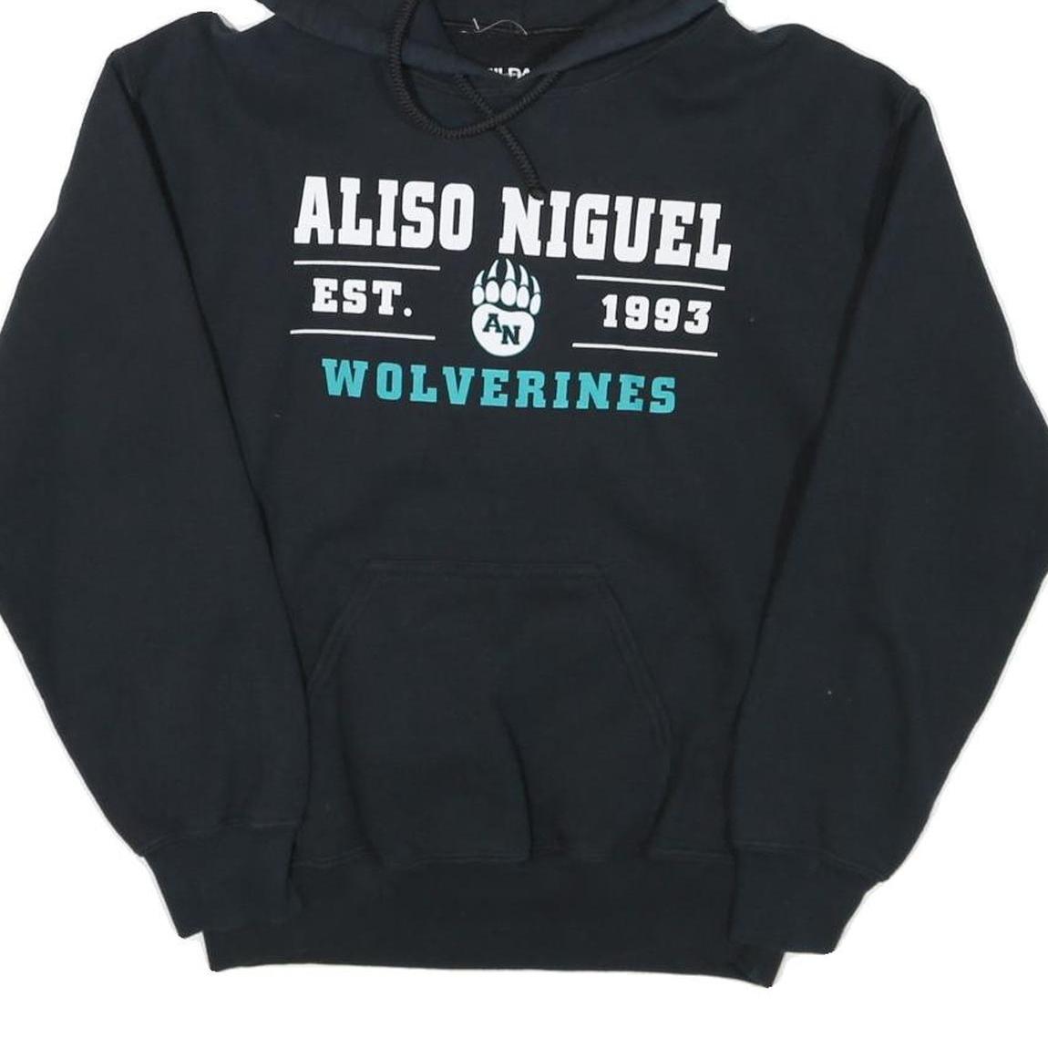 GILDAN Mens Black Aliso Niguel Wolverines Hoodie S Cotton Blend Pullover