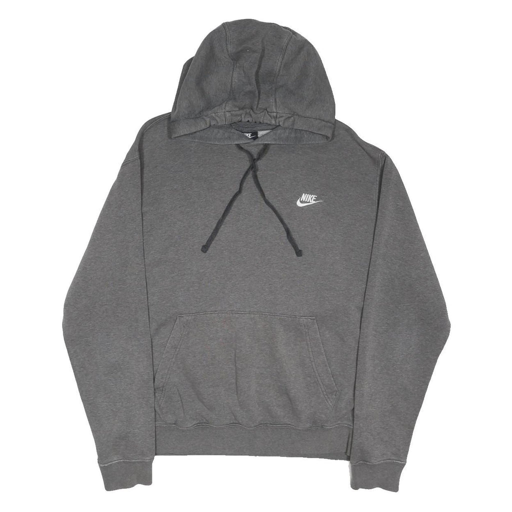 NIKE Mens Grey Pullover Hoodie M Cotton Blend Sports Casual Sweatshirt