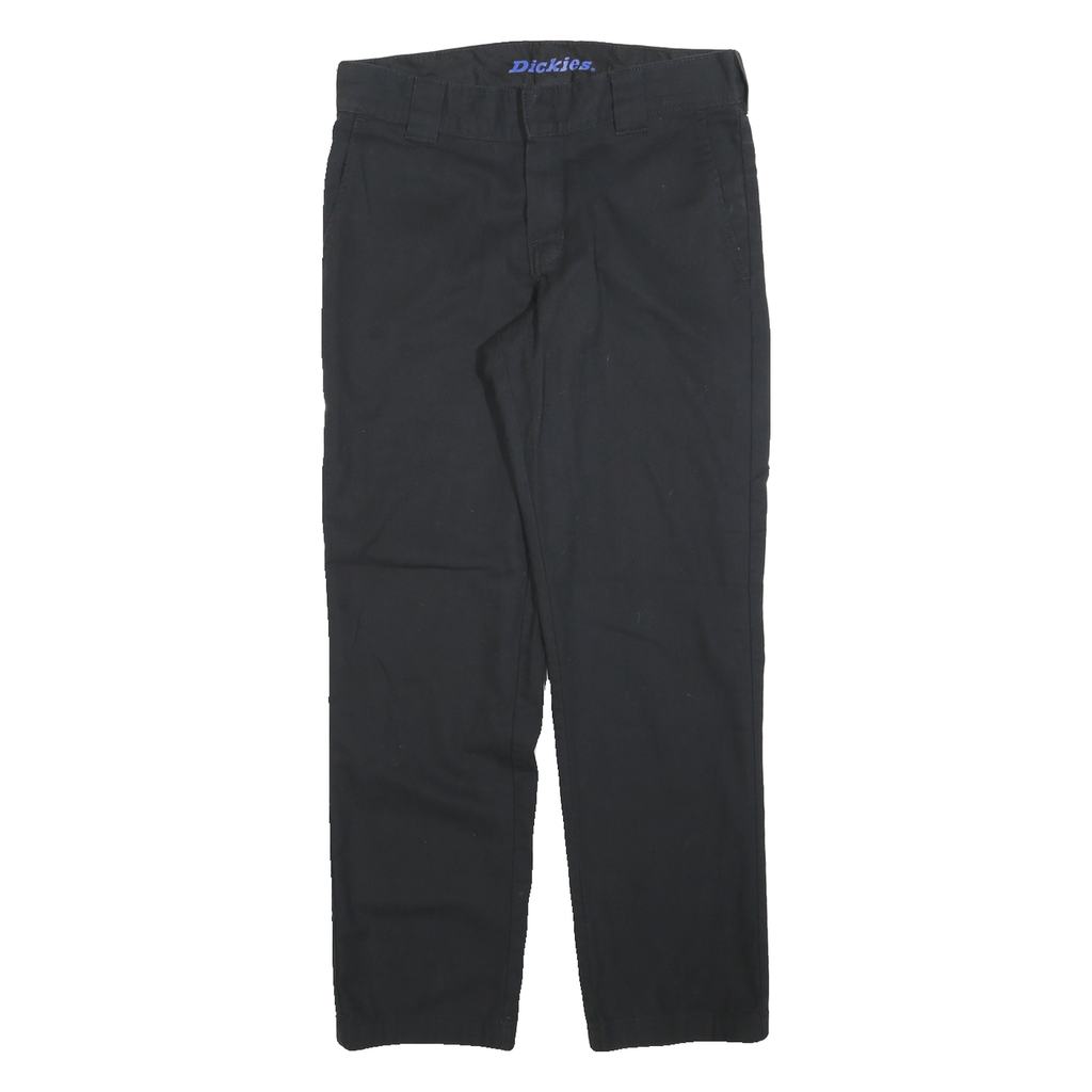 DICKIES Mens Cotton Blend Black Regular Straight Trousers W30 L30 Workwear Zip