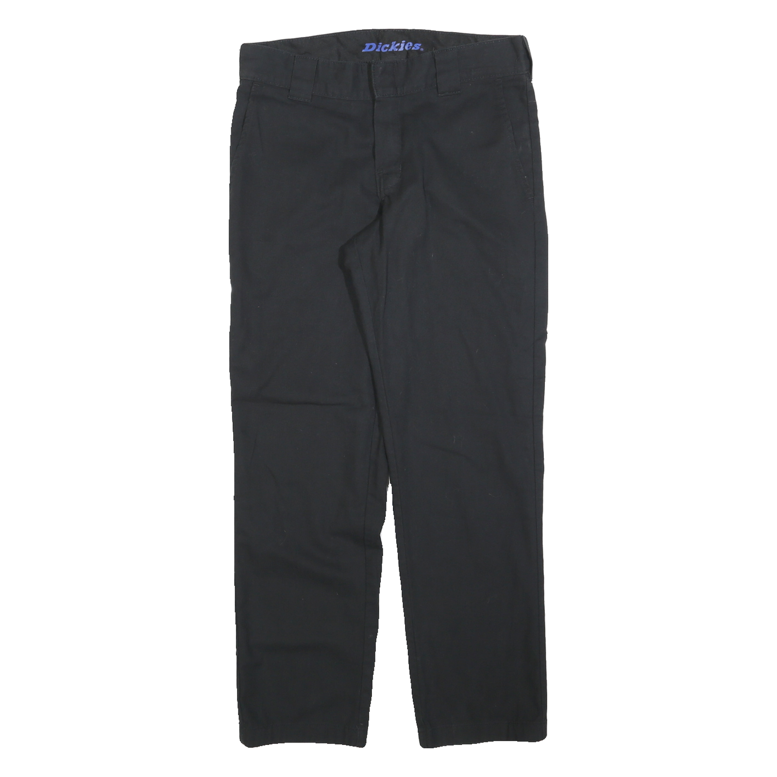 DICKIES Mens Cotton Blend Black Regular Straight Trousers W30 L30 Workwear Zip