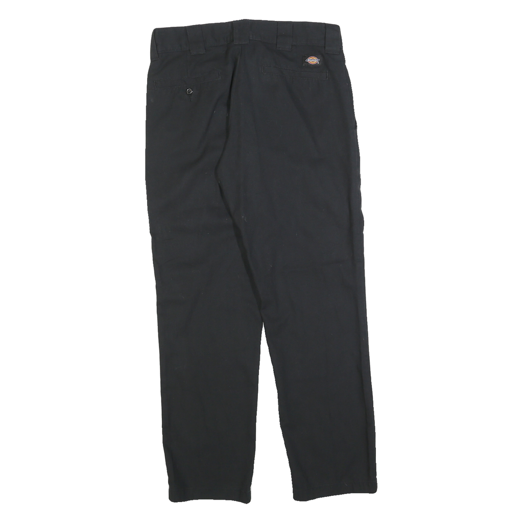 DICKIES Mens Cotton Blend Black Regular Straight Trousers W30 L30 Workwear Zip