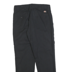 DICKIES Mens Cotton Blend Black Regular Straight Trousers W30 L30 Workwear Zip