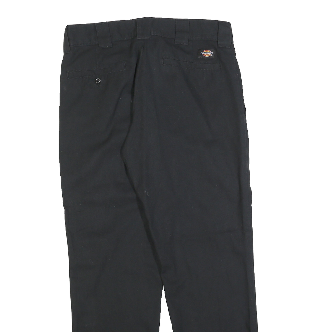 DICKIES Mens Cotton Blend Black Regular Straight Trousers W30 L30 Workwear Zip