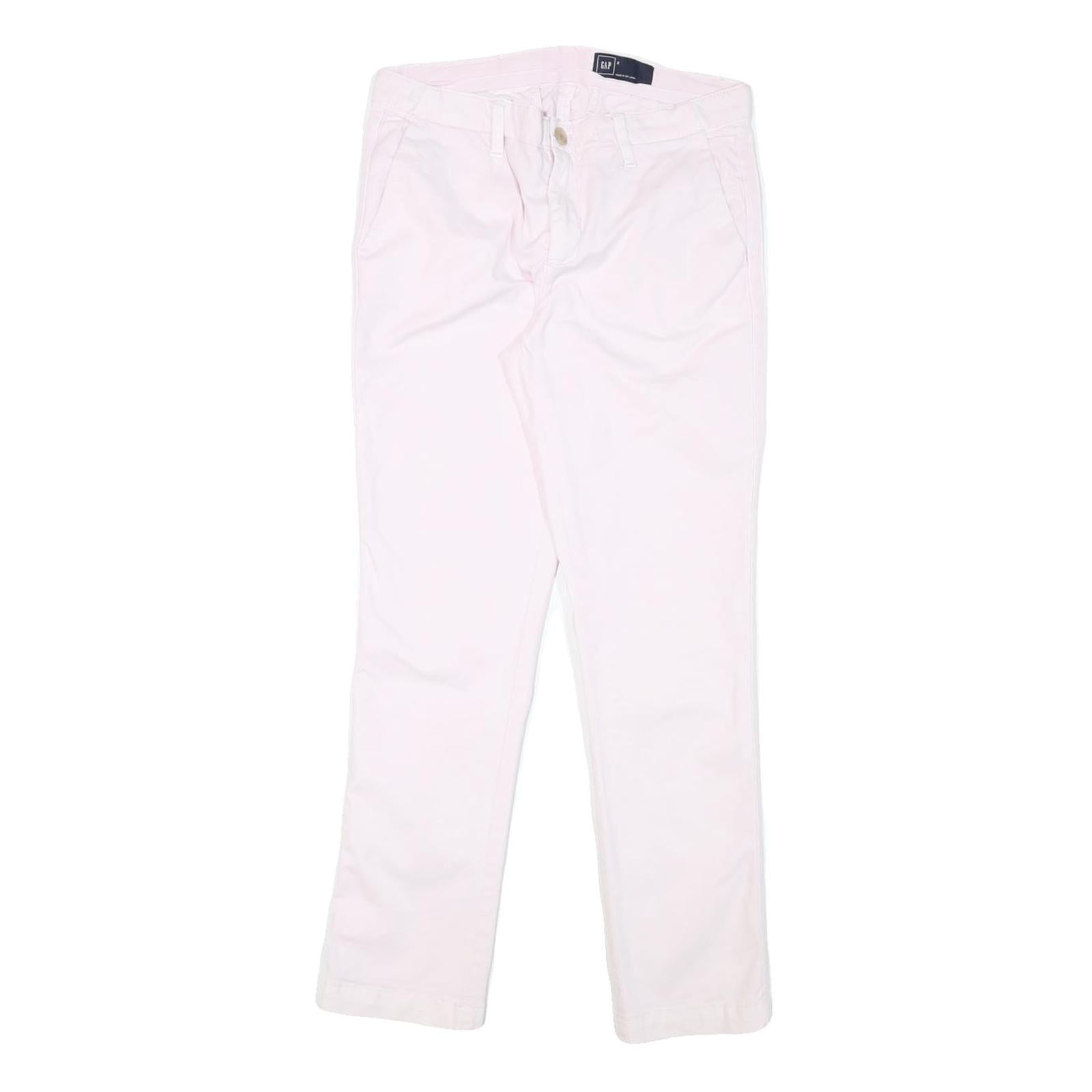 GAP Womens Cotton Blend White Slim Straight Trousers W28 L26 Casual Zip