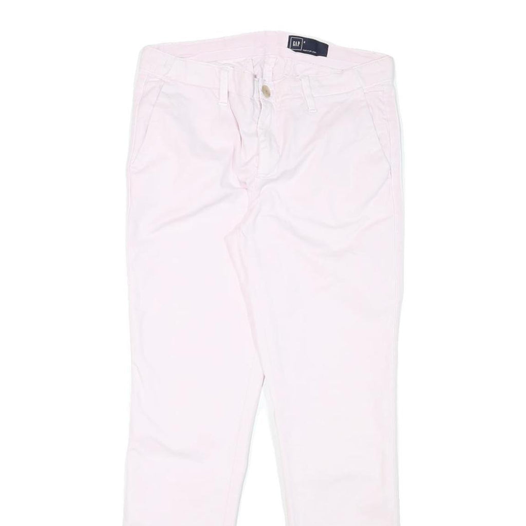 GAP Womens Cotton Blend White Slim Straight Trousers W28 L26 Casual Zip