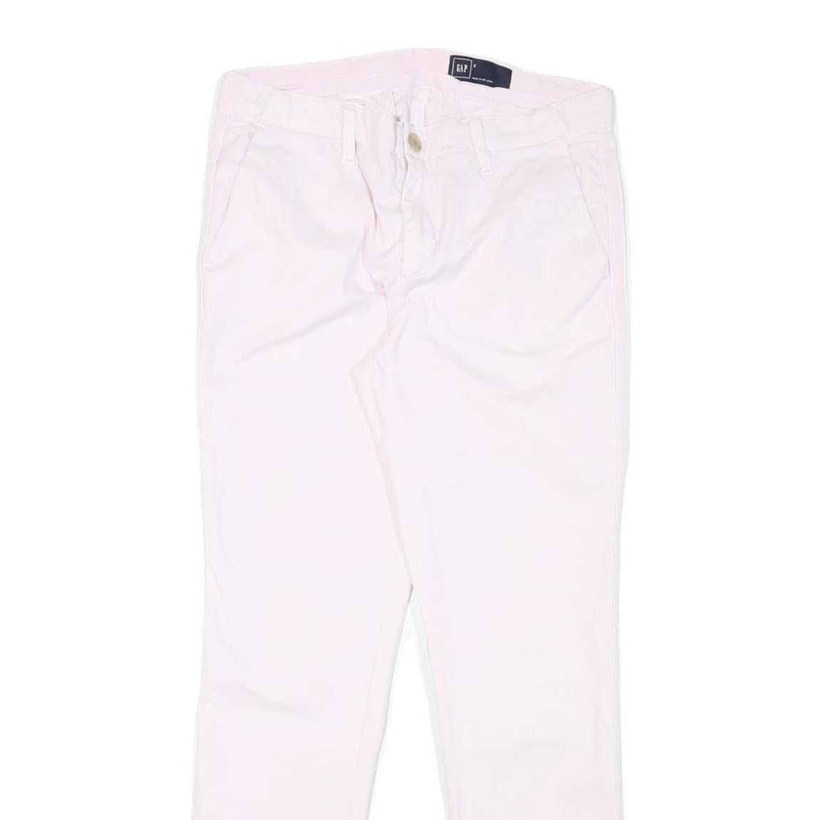 GAP Womens Cotton Blend White Slim Straight Trousers W28 L26 Casual Zip