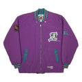 NHL CAMPRI Mens Purple & Teal Mighty Ducks Jacket S Nylon Zip Embroidered Patch