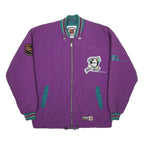 NHL CAMPRI Mens Purple & Teal Mighty Ducks Jacket S Nylon Zip Embroidered Patch