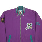 NHL CAMPRI Mens Purple & Teal Mighty Ducks Jacket S Nylon Zip Embroidered Patch