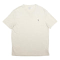POLO RALPH LAUREN Mens Cream V-Neck Cotton T-Shirt L Classic Short Sleeve Casual